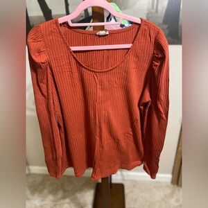a.n.a Ribbed Terracotta Blouse